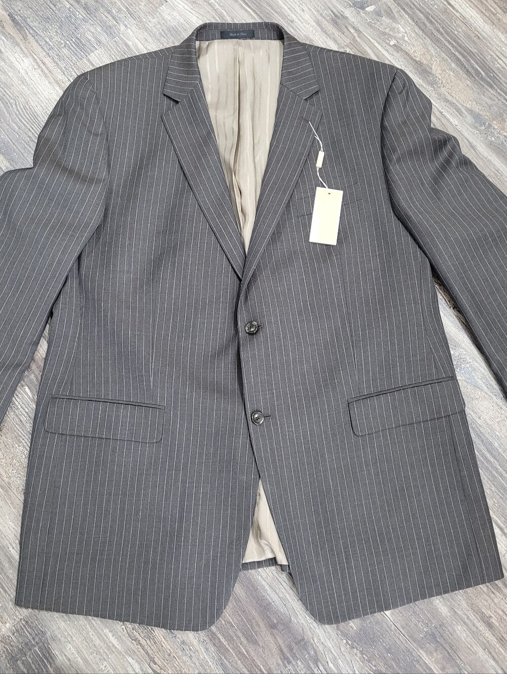 NWT Michael Kors Suit Coat Gray Pinstriped Men's Wool Jacket sz 48